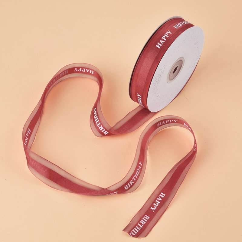English Letter Colored Printed Ribbons Gift Bouquet Ribbons Bowknot Flowers Packaging Ribands , Size