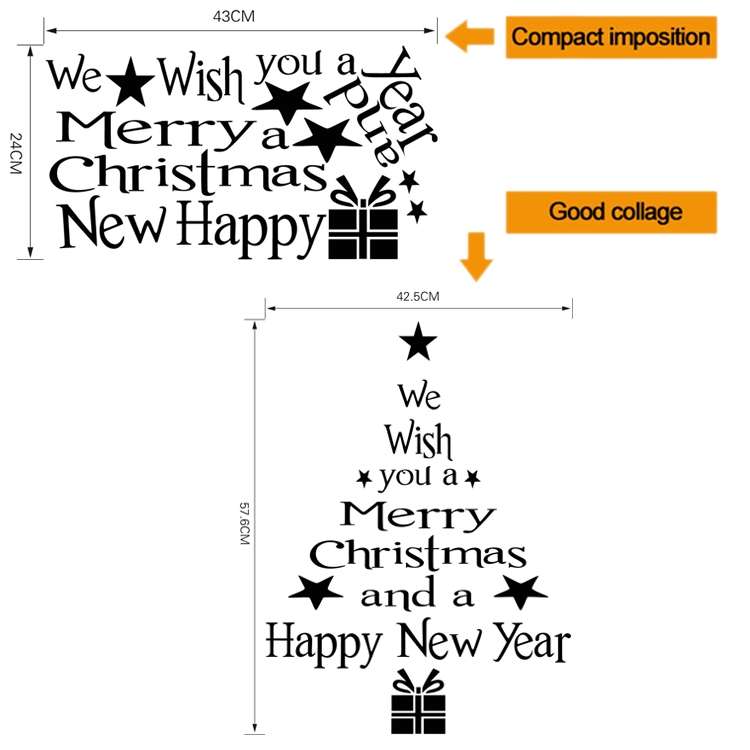 Blessing Christmas Tree Living Room Window Glass Door Removable Christmas Wall Sticker Decoration(Bl