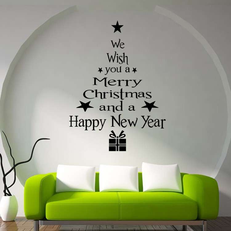 Blessing Christmas Tree Living Room Window Glass Door Removable Christmas Wall Sticker Decoration(Bl