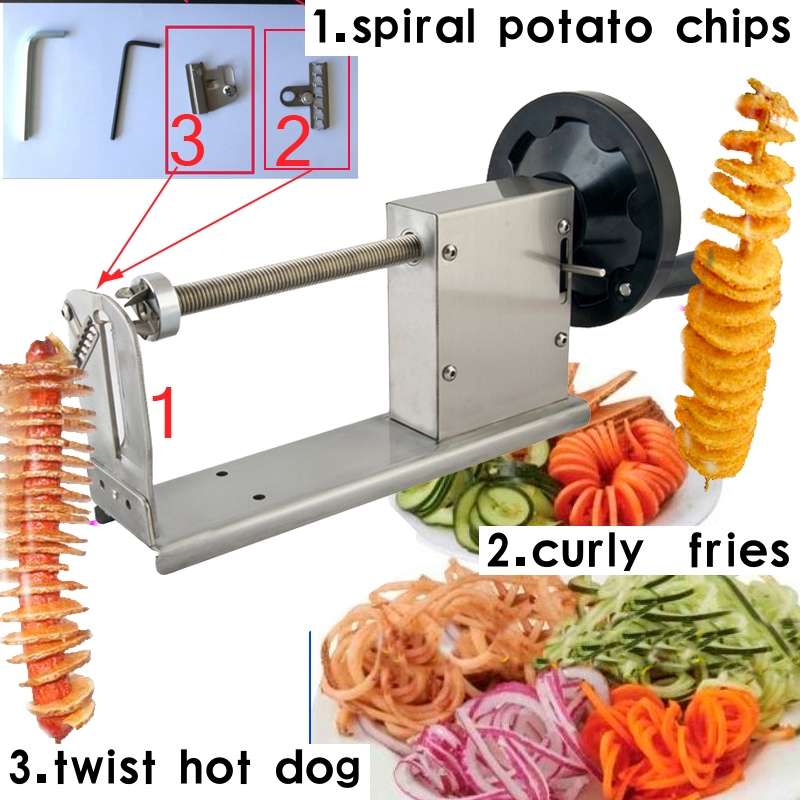528-6 Popular Tornado Potato Slicer Manual Twist Spiral Potato Cutter Whirlwind Potatoes Machine Pot
