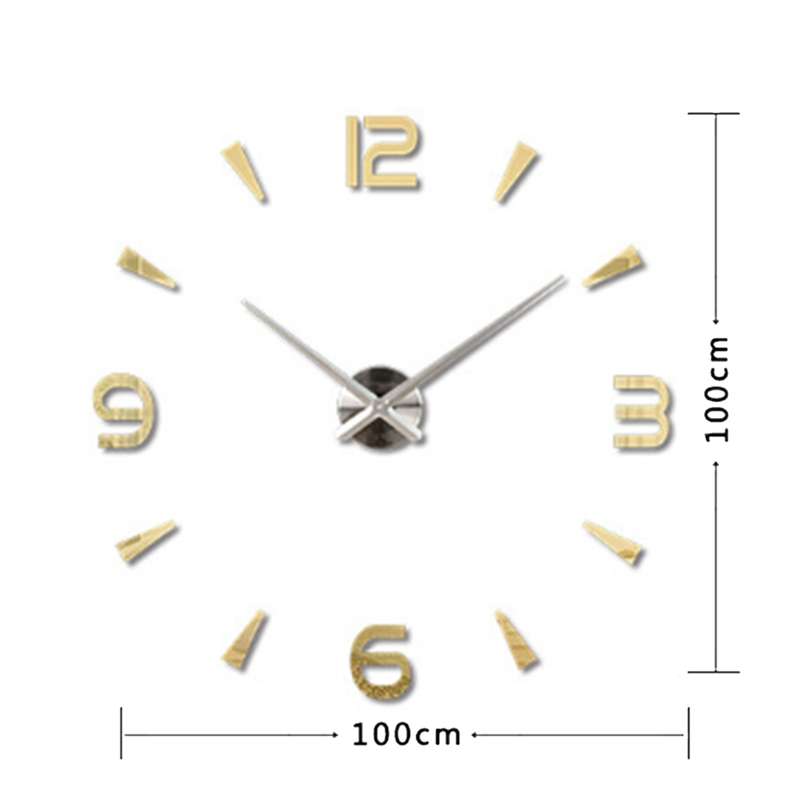 Bedroom Home Decoration Watch Frameless 3D Mirror Large DIY Wall Sticker Mute Clock, Size: 100*100cm