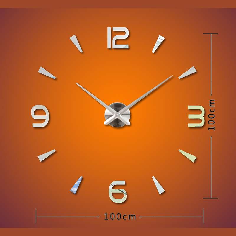 Bedroom Home Decoration Watch Frameless 3D Mirror Large DIY Wall Sticker Mute Clock, Size: 100*100cm