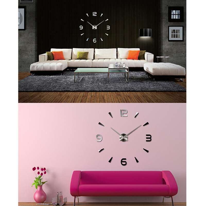 Bedroom Home Decoration Watch Frameless 3D Mirror Large DIY Wall Sticker Mute Clock, Size: 100*100cm