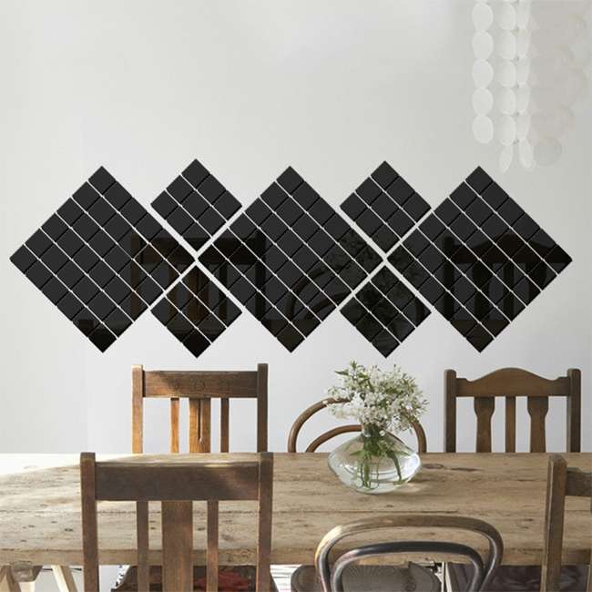 100 PCS Square Crystal Mosaic Mirror Acrylic Stereo Wall Stickers Creative Background Home Living Ro