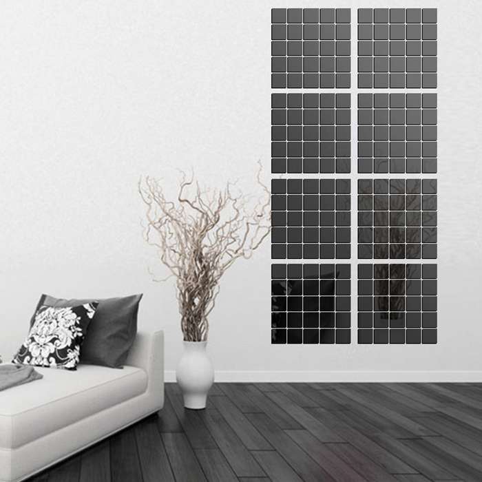 100 PCS Square Crystal Mosaic Mirror Acrylic Stereo Wall Stickers Creative Background Home Living Ro