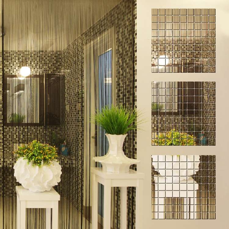 100 PCS Square Crystal Mosaic Mirror Acrylic Stereo Wall Stickers Creative Background Home Living Ro