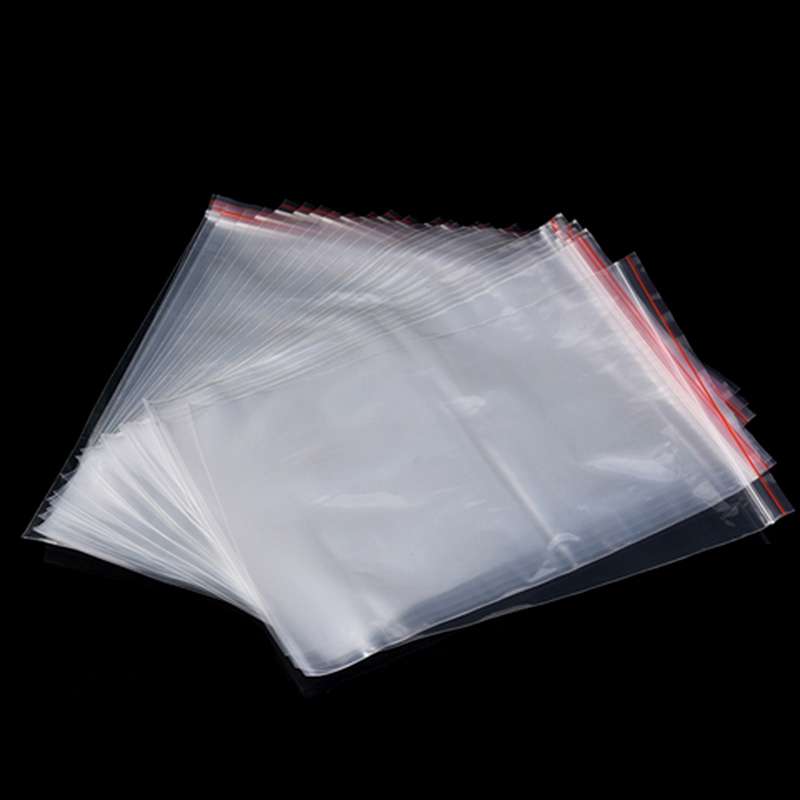 100pcs/pack PE Self Sealing Clear Zip Lock Packaging Bag, 20cm x 30cm, Custom Printing and Size are