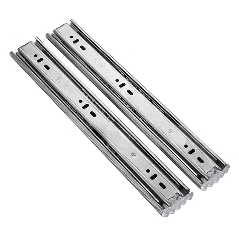 10 inches 3-section Mute Stainless Steel Sliding Drawer Slides Ball Slide Rail Length: 25cm