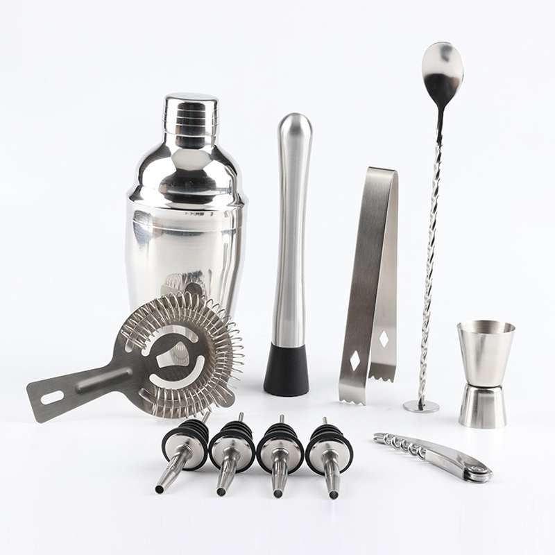 12 in 1 Stainless Steel Wine Cocktail Shaker Tools Set with Cloth Bag, Capacity: 550ml