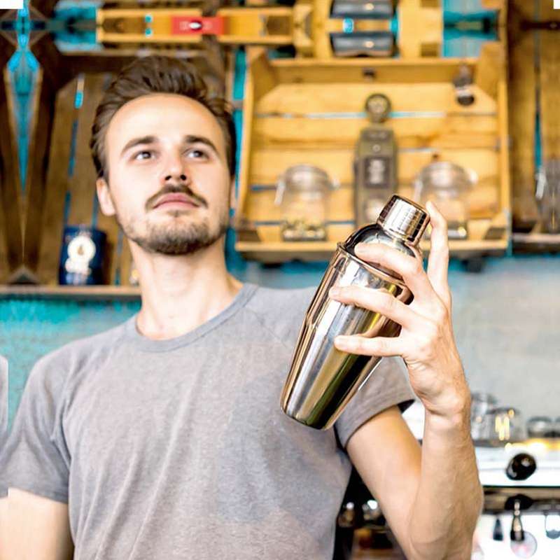 11 in 1 Stainless Steel Cocktail Shaker Tools Set with Wooden Mount, Capacity: 550ml