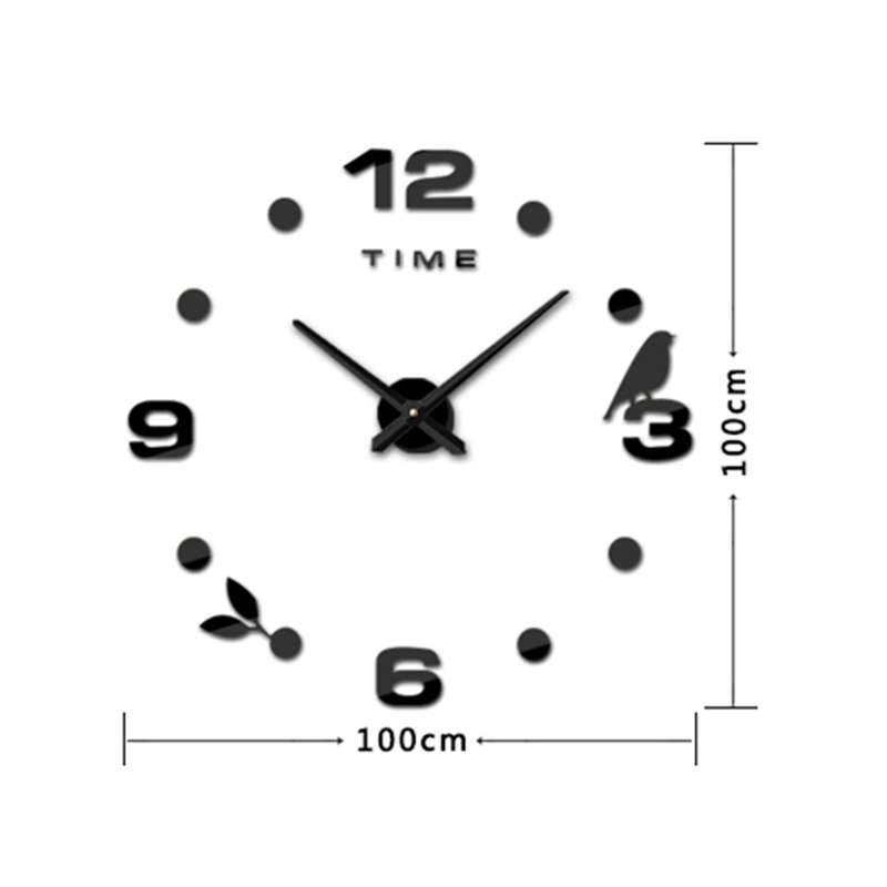 Bedroom Home Office Decoration Frameless Large Size DIY 3D Mirror Surface Wall Stickers Quiet Clock,