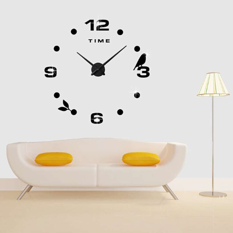 Bedroom Home Office Decoration Frameless Large Size DIY 3D Mirror Surface Wall Stickers Quiet Clock,