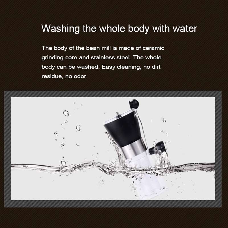 Portable Conical Burr Mill Manual Stainless Steel Hand Crank Coffee Bean Grinder with Silicone Ring,