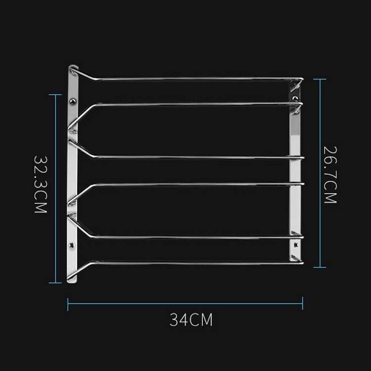 MICLAN Three Rows Stainless Steel Hanging Wine Glass Holder, Size: 34*32*27cm