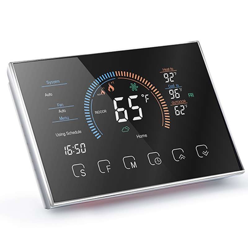 BHP-8000-SS 3H2C Smart Home Heat Pump Round Room Brushed Mirror Housing Thermostat without WiFi, AC