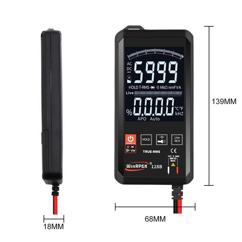 HY128B Reverse Display Screen Ultra-thin Touch Smart Digital Multimeter Fully Automatic High Precisi