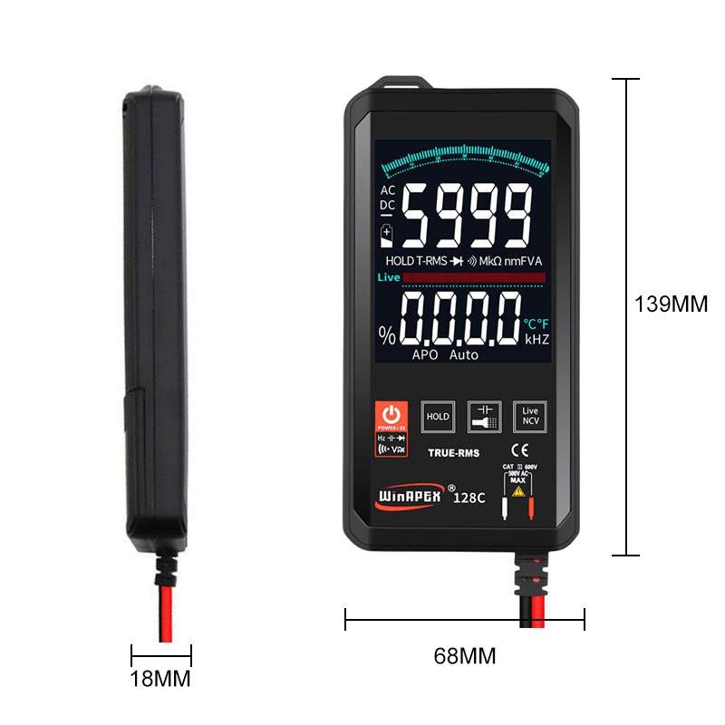 HY128C Color Screen Ultra-thin Touch Smart Digital Multimeter Fully Automatic High Precision True Ef