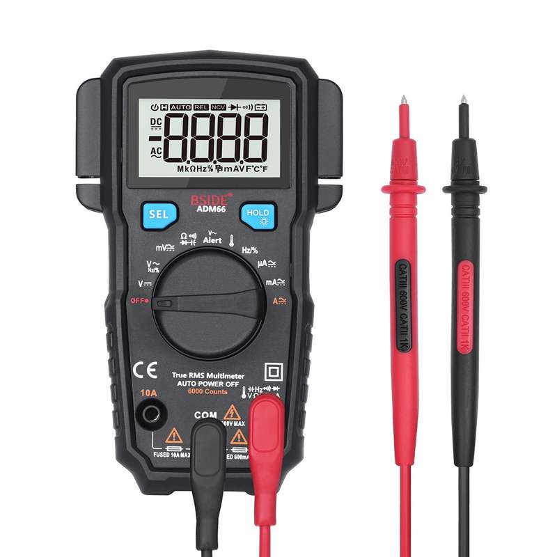 BSIDE ADM66 Handheld Household 6000 Count AC / DC Current Voltage Capacitor Automatic Range Multimet