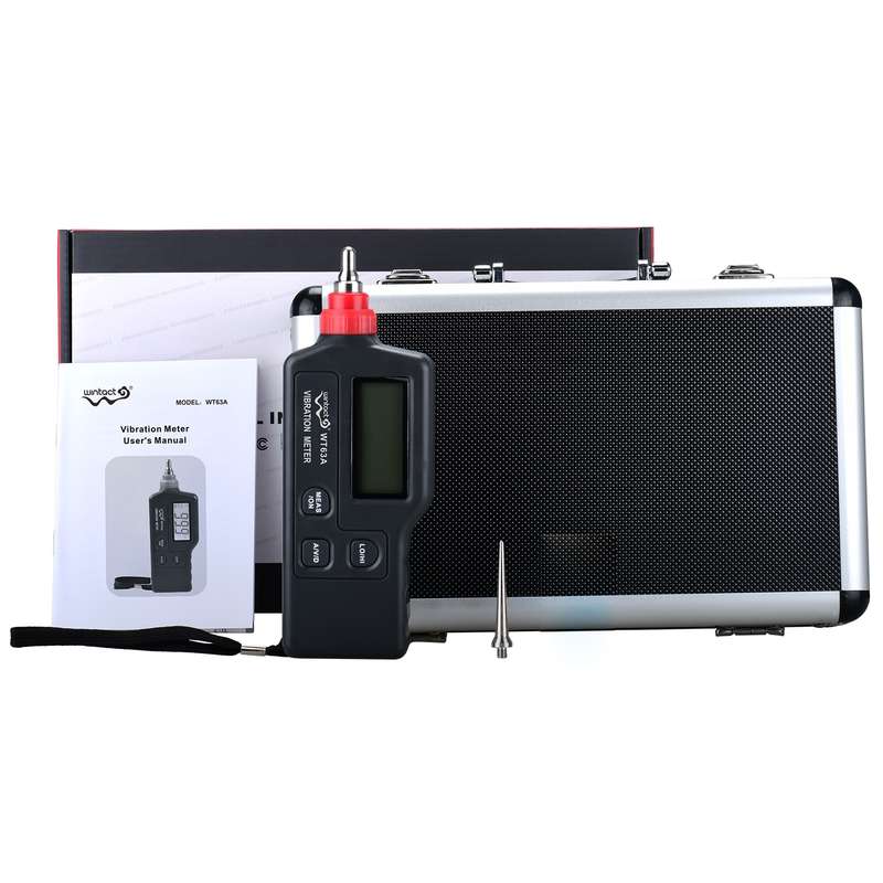 Wintact WT63A Vibration Meter Digital Tester Vibrometer Analyzer Acceleration Velocity(Black Red)