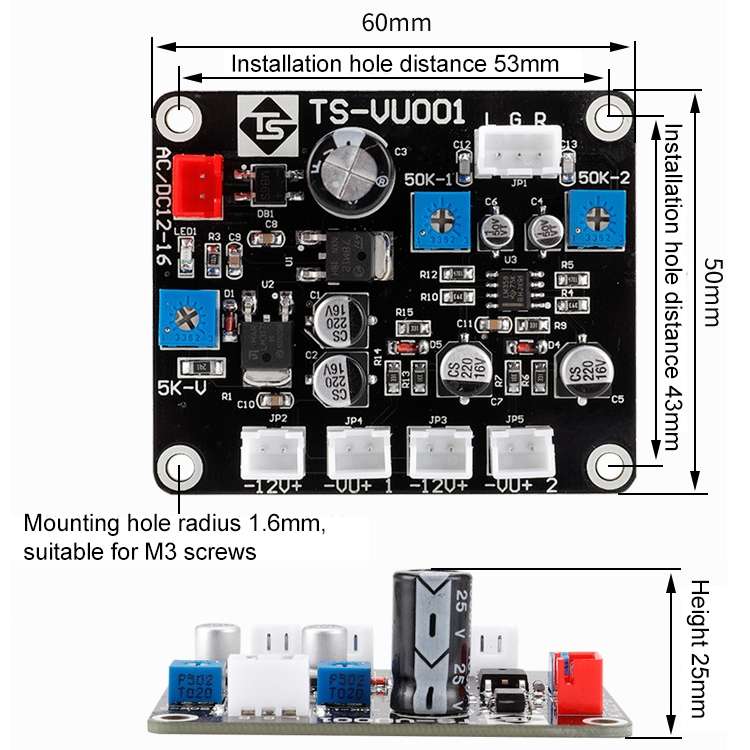 TR-35W VU Meter Power AMP Amplifier DB Table Audio Level Head Meter Sound Pressure Meter