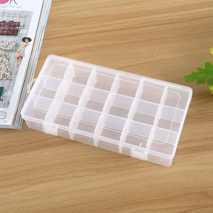 Plastic Organizer Container Storage Box 18 Slots Removable Grid Compartment for Jewelry Earring Fish