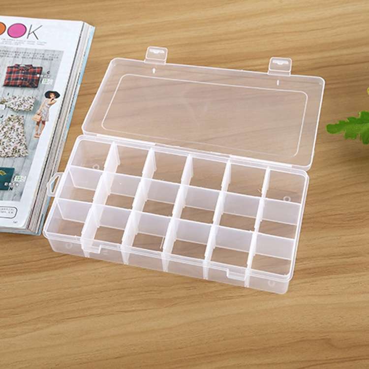 Plastic Organizer Container Storage Box 18 Slots Removable Grid Compartment for Jewelry Earring Fish