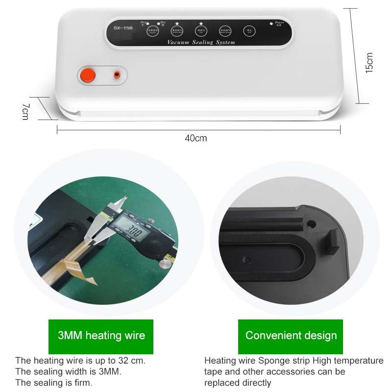 Household Commercial Food Vacuum Plastic Packaging Machine Sealer Closer Machine, UK Plug(White)