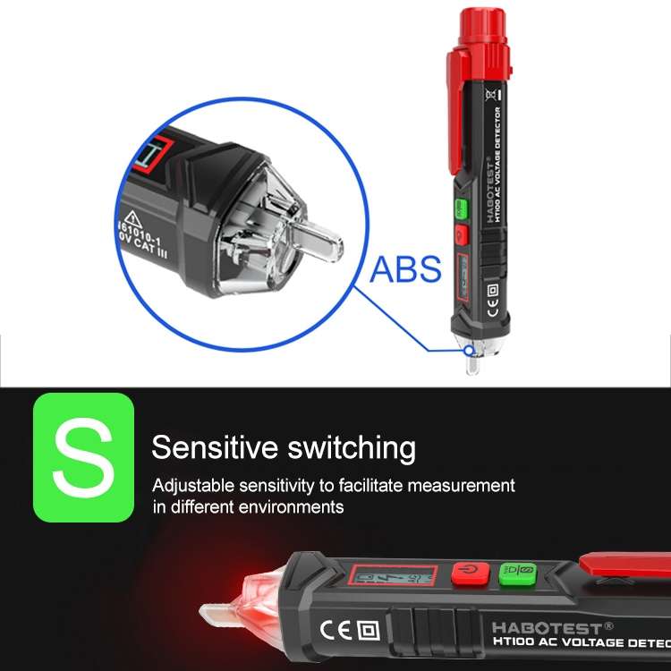 HABOTEST HT100 High-sensitivity LCD Digital Display Sound and Light Alarm Test Pen