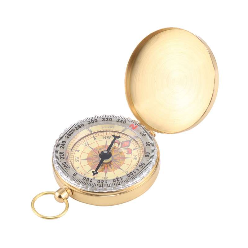 Portable Brass Pocket Camping Hiking Golden Luminous Display Compass Navigation Outdoor Activities P