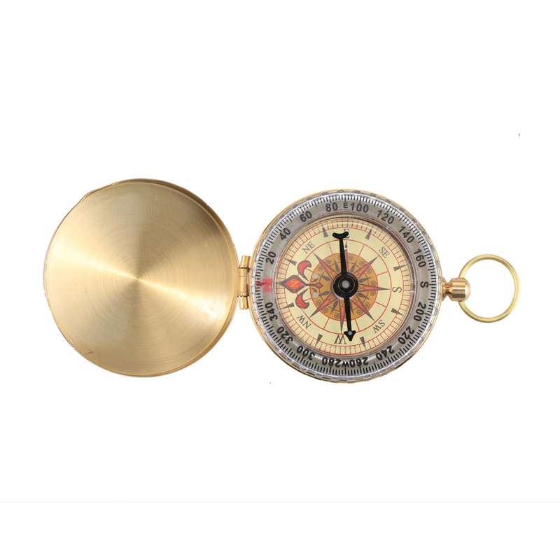 Portable Brass Pocket Camping Hiking Golden Luminous Display Compass Navigation Outdoor Activities P
