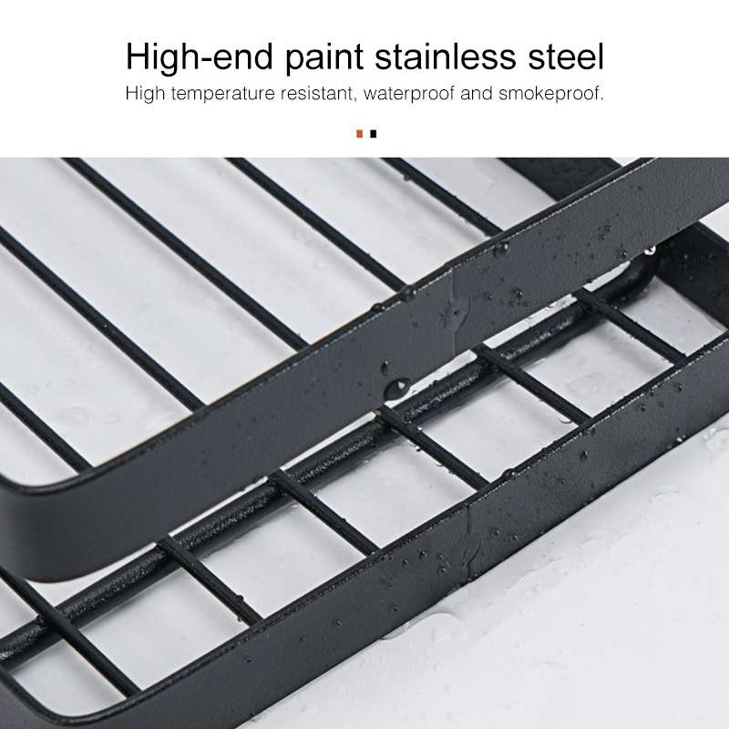 Stainless Steel Wall-mounted Kitchen Rack Hanging Seasoning Holder (Black)