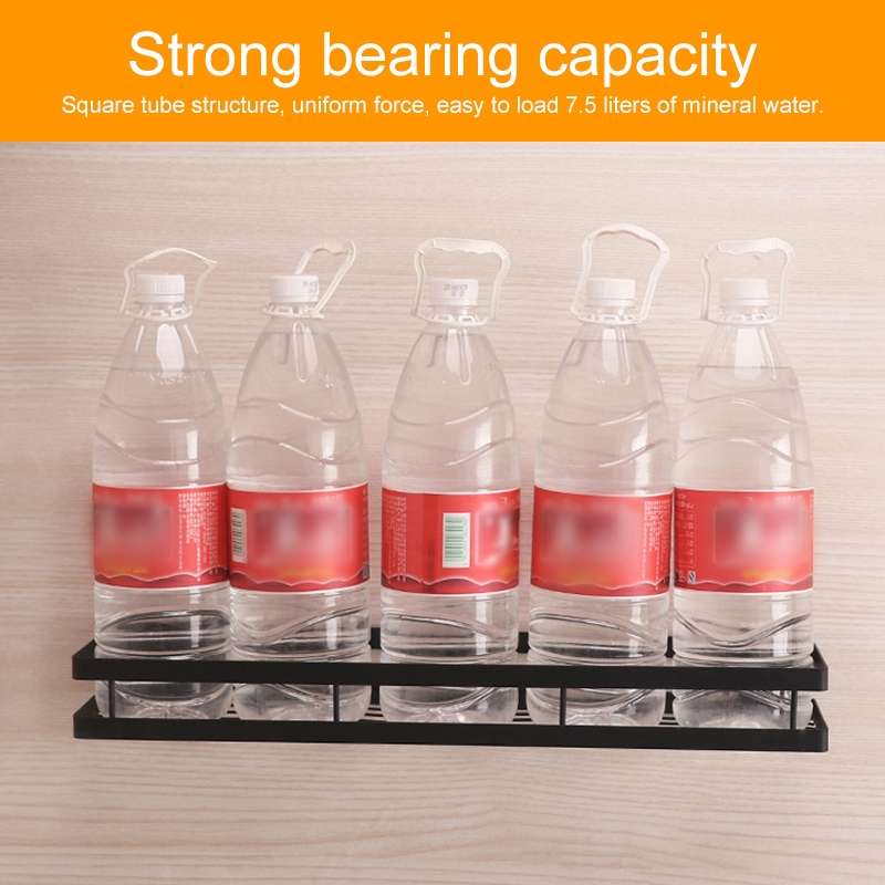 25cm Kitchen Punch-free Wall Mount Seasoning Storage Rack (Black)
