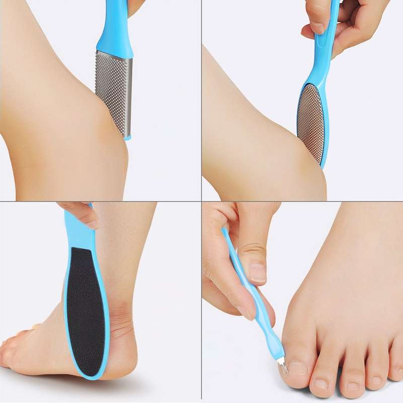 8 in 1 Dead Hard Skin Callus Remover Scraper Pedicure Rasp Tools Portable Cuticle Pusher Nail Foot C