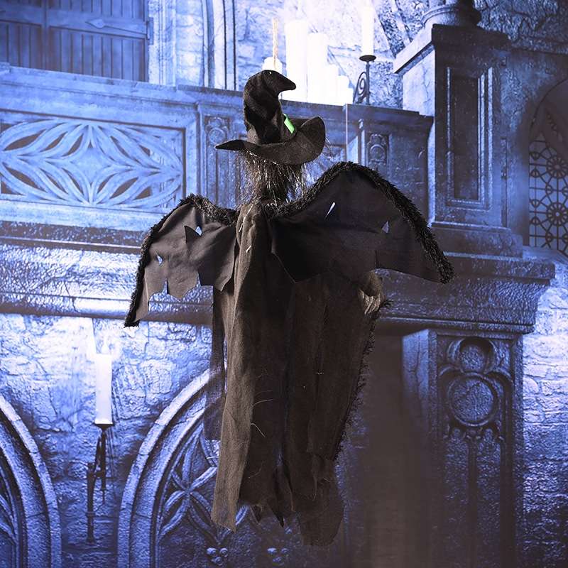 Flying Hanging Ghost Scary Sound and Moving for Halloween Decorations (Black)