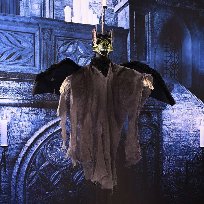 Flying Hanging Ghost Scary Sound and Moving for Halloween Decorations (Black)