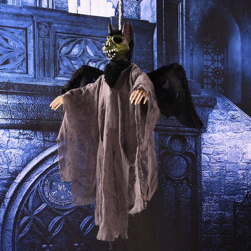 Flying Hanging Ghost Scary Sound and Moving for Halloween Decorations (Black)