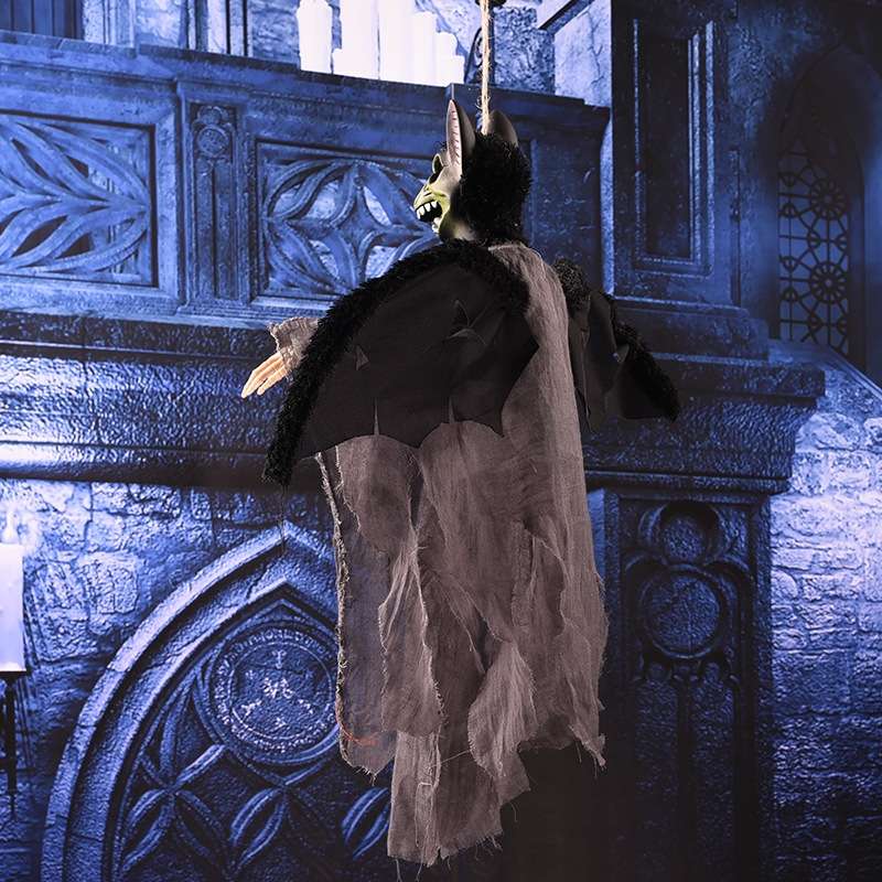 Flying Hanging Ghost Scary Sound and Moving for Halloween Decorations (Black)