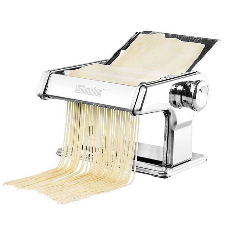 QZ150 Household Kitchen Integrated Stainless Steel Manual Pressing Machine Pasta Machine (Silver)