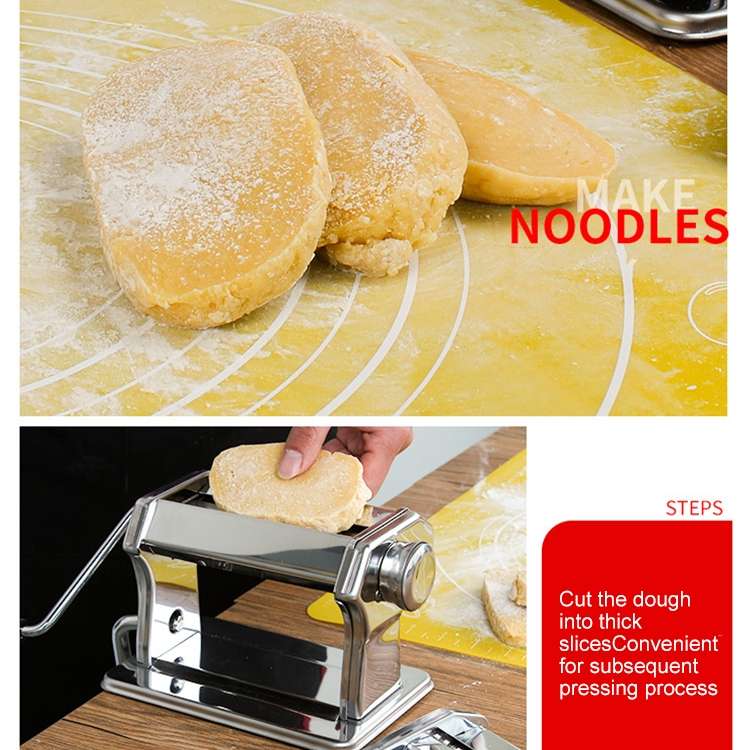 QZ150 Household Kitchen Integrated Stainless Steel Manual Pressing Machine Pasta Machine (Silver)
