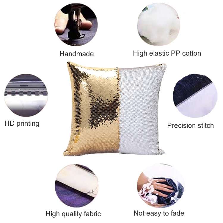 DIY Two Tone Glitter Sequins Throw Pillow Case Reversible Sequin Magical Color Changing Pillow Cover