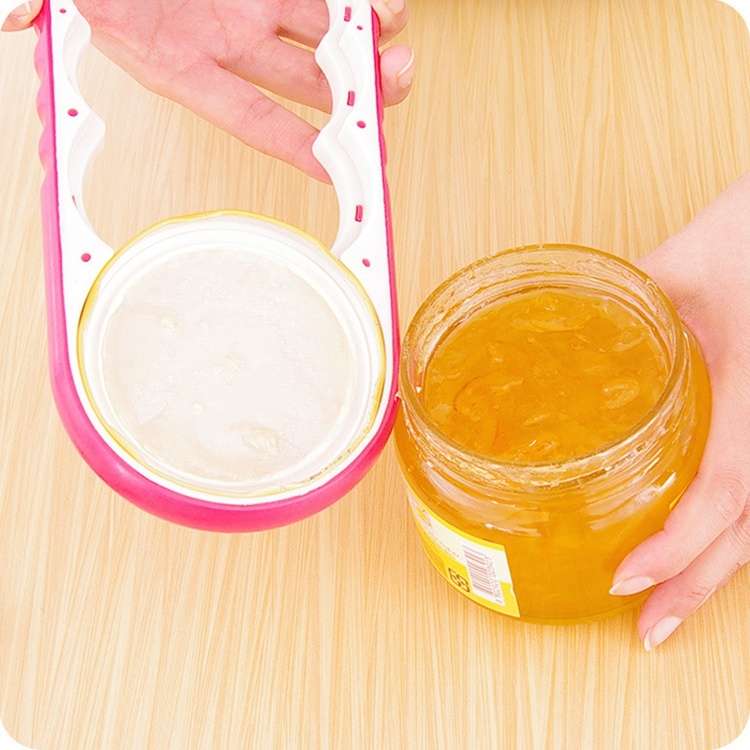 4 in 1 Multi-function Bottle Opener Home Safe Open Cans Anti-skid Cap Kitchen Tool, Random Color Del