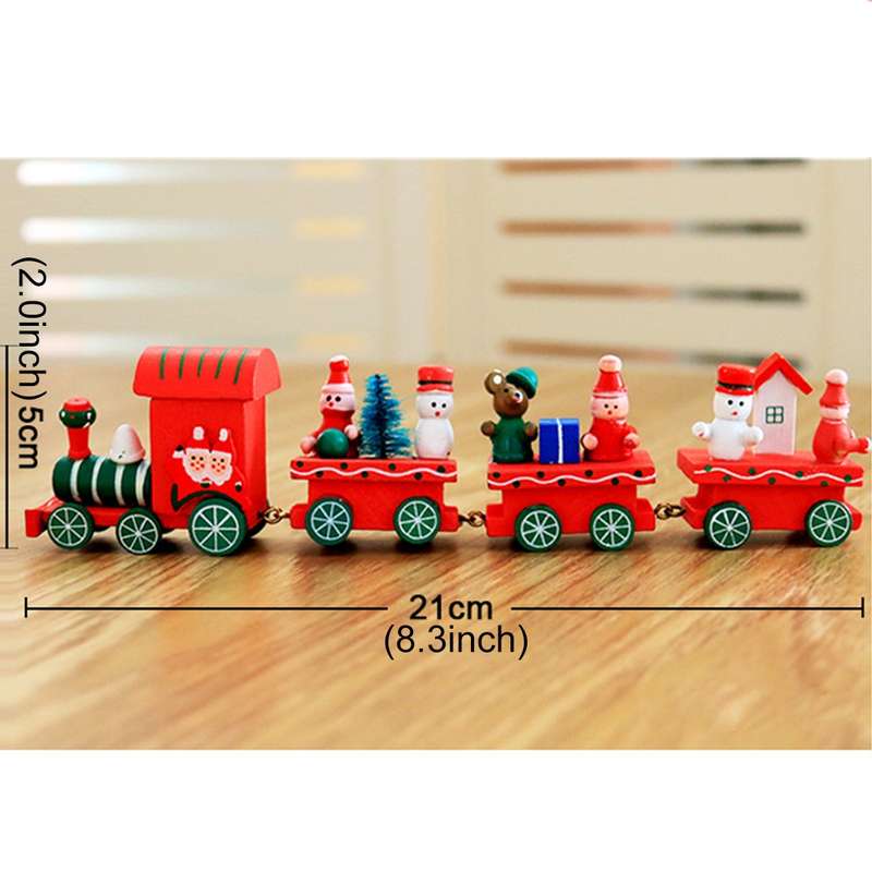 Christmas Dinner Table Decoration, Wooden Trains Children Kindergarten Christmas Decoration Ornament