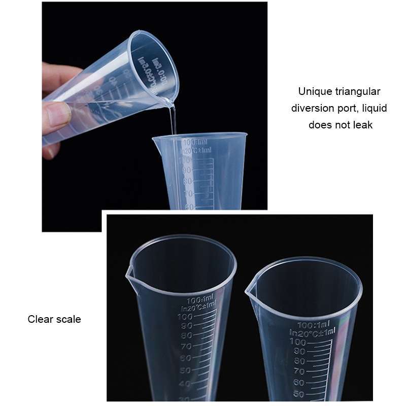 10 PCS 100ml Food Grade PP Plastic Flask Digital Cone Measuring Cup Cylinder Scale Measure Glass Lab