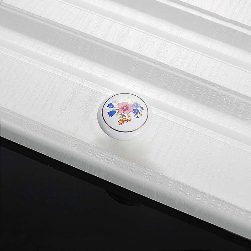 10 PCS 5085 Large Gold Ring Bellflower Pattern Single Hole Ceramic Cabinet Handle