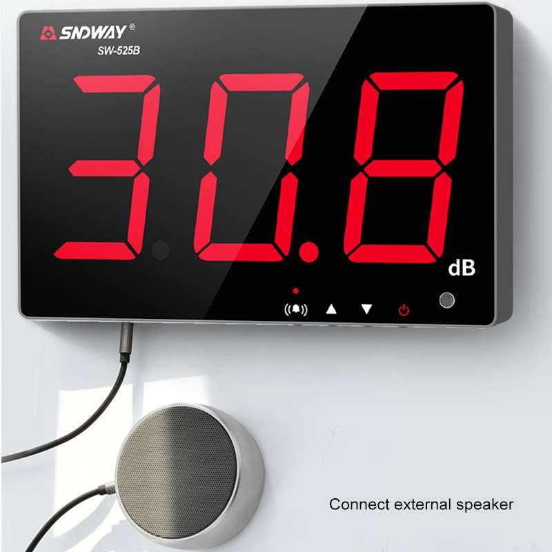 SNDWAY SW525B Wall-mounted DB Sound Level Meter Noise Tester with USB Data Storage Transfer & USB Co