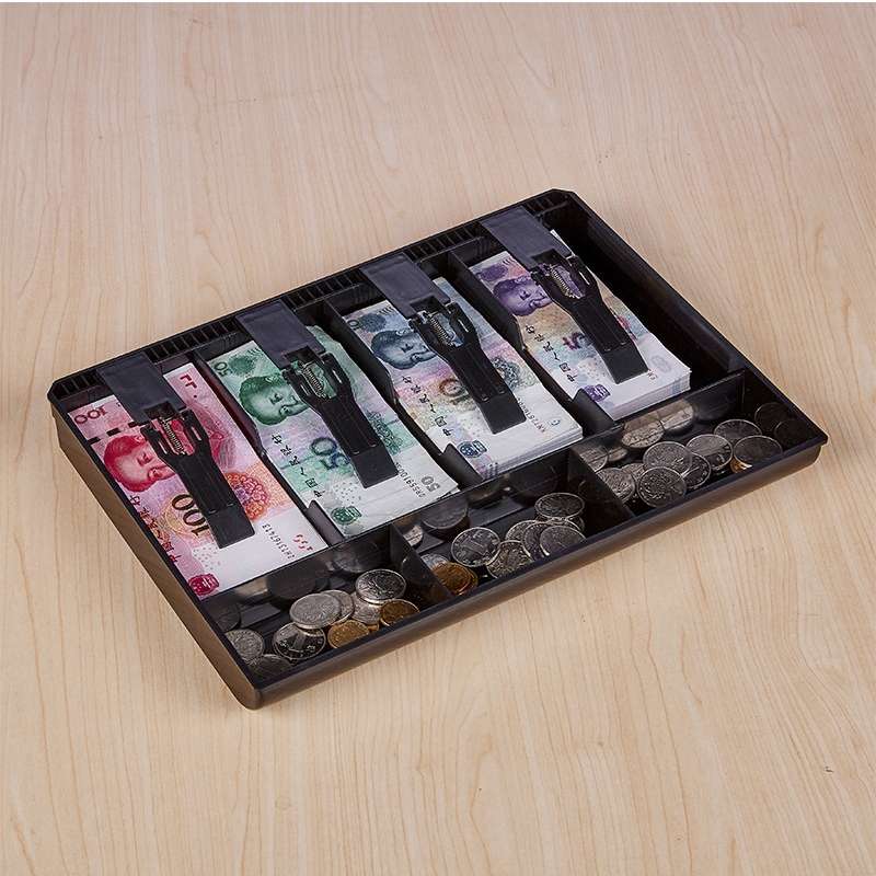 Durable Four-frame ABS Cash Coin Register Insert Tray Cashier Drawer Storage Cash Register Tray Box