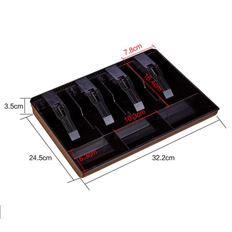 Durable Four-frame ABS Cash Coin Register Insert Tray Cashier Drawer Storage Cash Register Tray Box