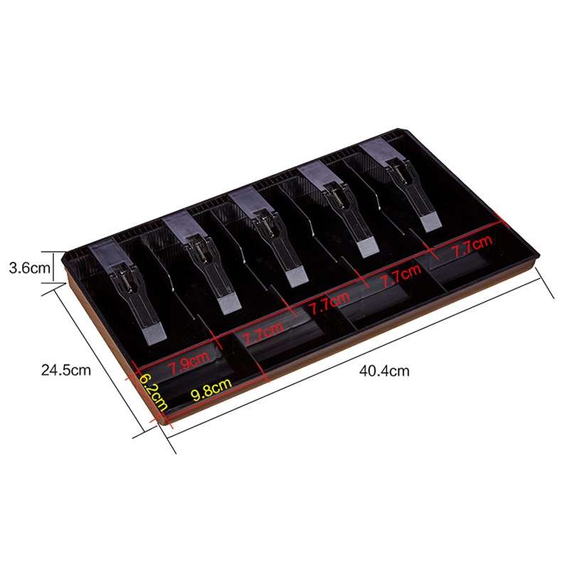 Durable Four-frame ABS Cash Coin Register Insert Tray Cashier Drawer Storage Cash Register Tray Box