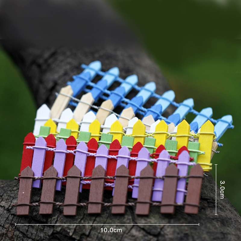 10 PCS Mini Small Fence Barrier Wooden Craft Wooden Small Fence Moss Micro-landscape Ornaments, Rand