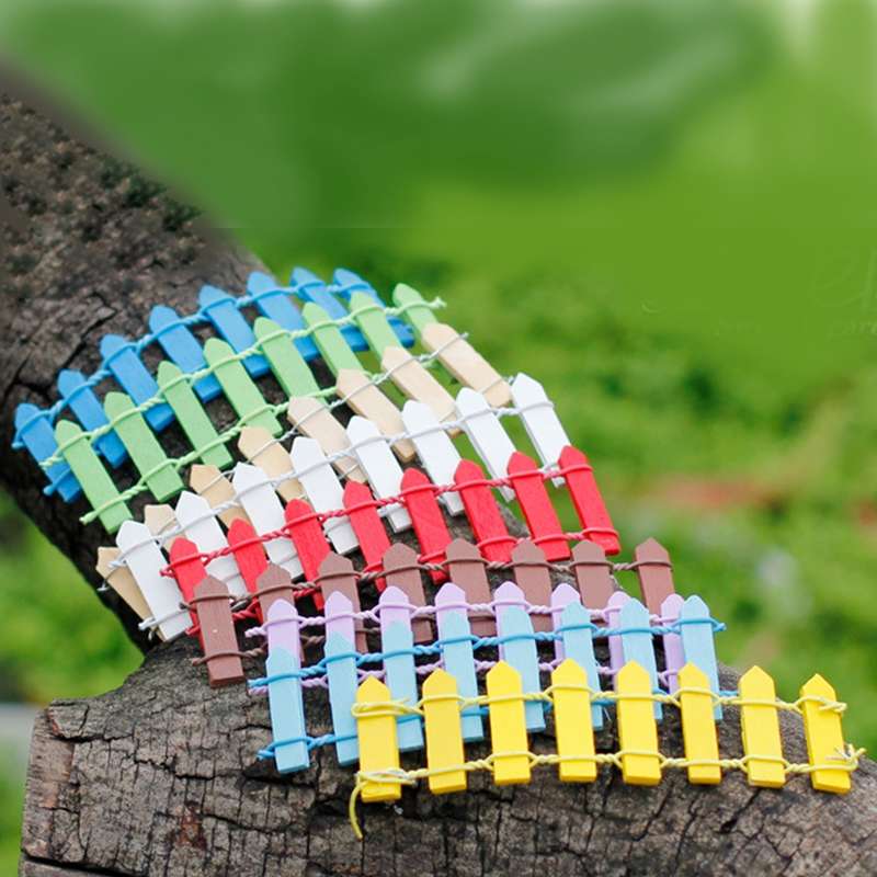 10 PCS Mini Small Fence Barrier Wooden Craft Wooden Small Fence Moss Micro-landscape Ornaments, Rand